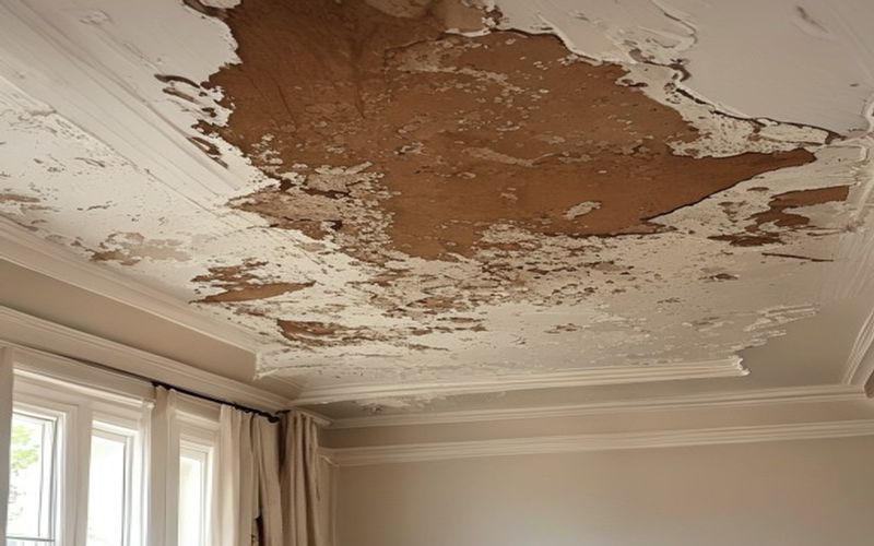 Active roof leak with ceiling water damage